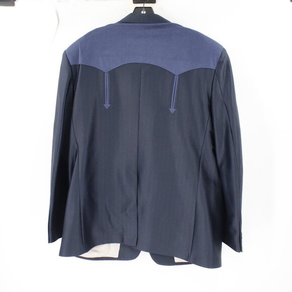 Vintage Pagano west sport coat Mens 48R western rodeo faux suede yoke blue - Picture 5 of 15